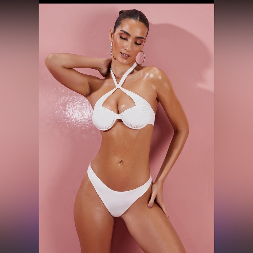 Give Me Fever Ruched Twist Bikini Top in Ivory